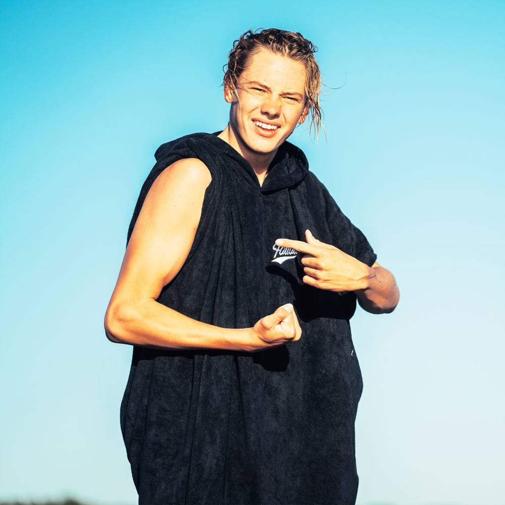 Follow Hooded Towelie Poncho  Navy blauw