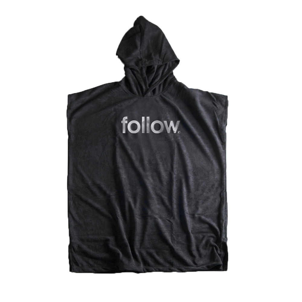 Follow Hooded Towelie poncho zwart unisex
