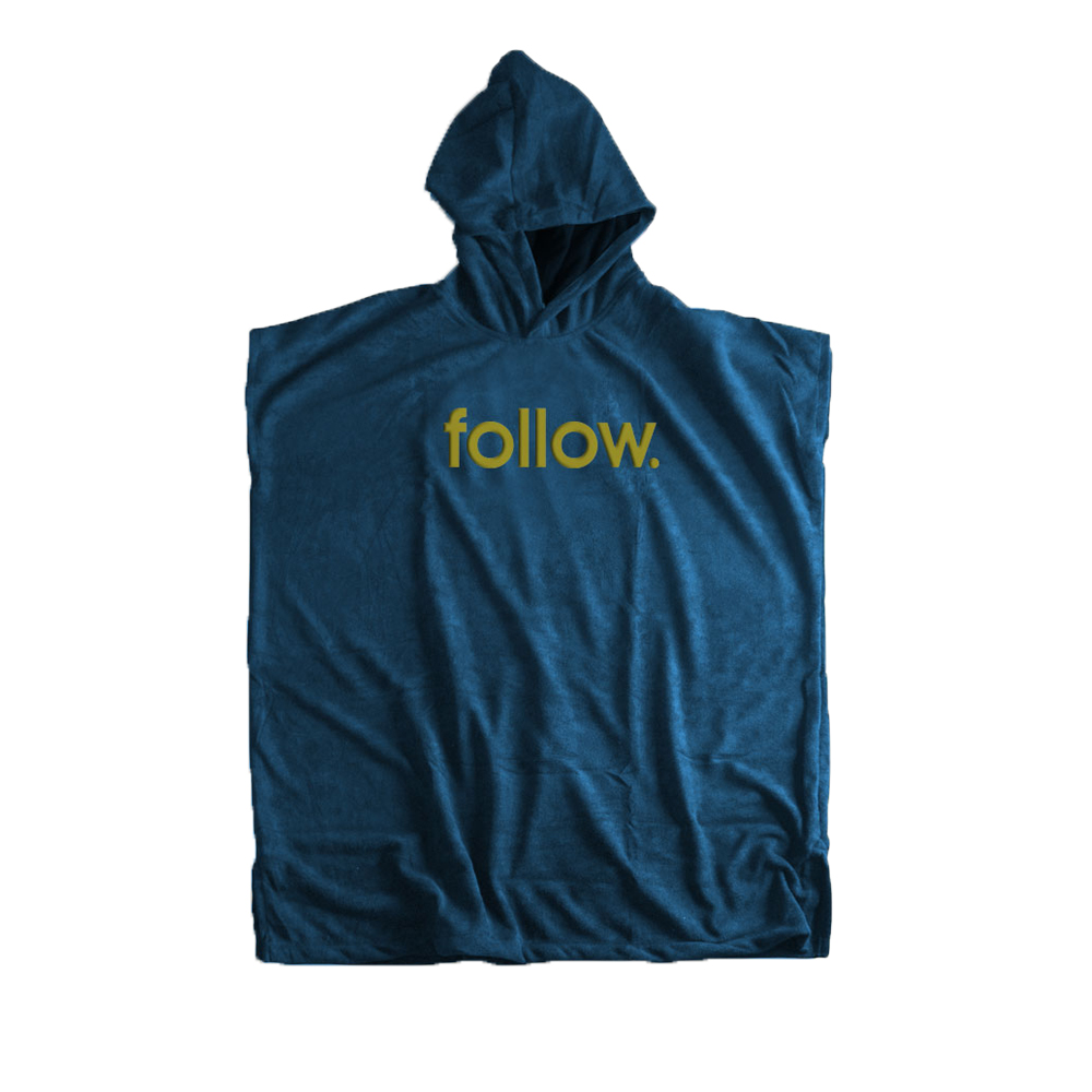 Follow Hooded Towelie poncho navy unisex