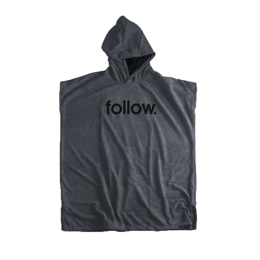 Follow Hooded Towelie poncho grijs unisex